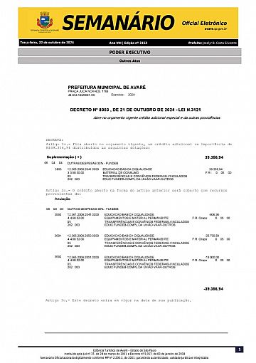 Semanário Oficial - Ed. 2153