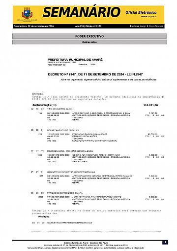 Semanário Oficial - Ed. 2109
