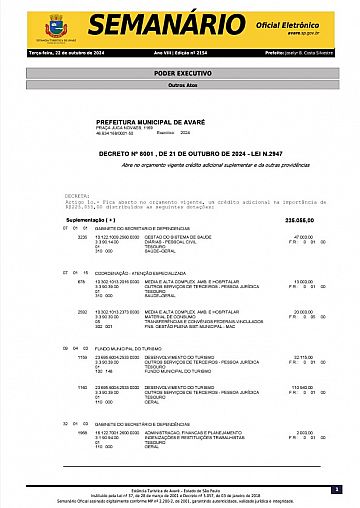 Semanário Oficial - Ed. 2154