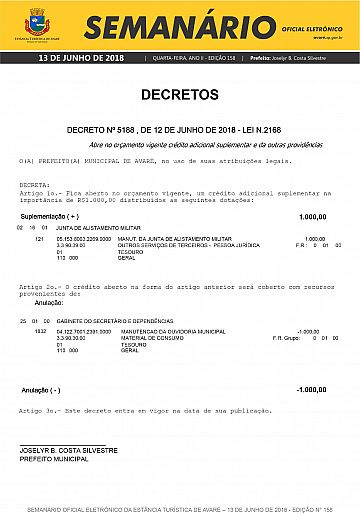 Semanário Oficial - Ed. 158