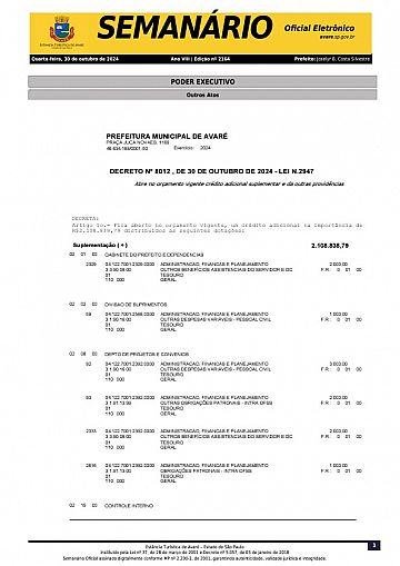 Semanário Oficial - Ed. 2164