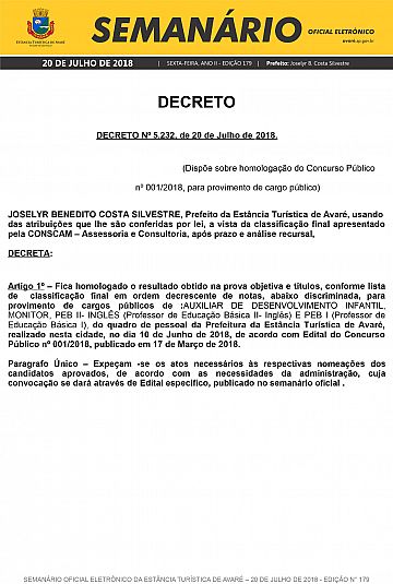 Semanário Oficial - Ed. 179