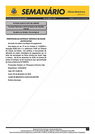 Semanário Oficial - Ed. 254