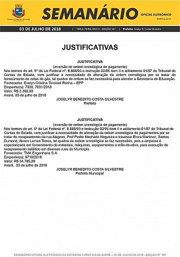 Semanário Oficial - Ed. 167