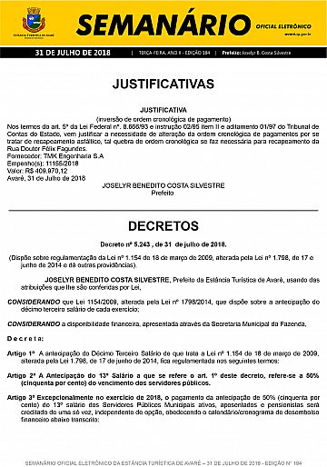 Semanário Oficial - Ed. 184