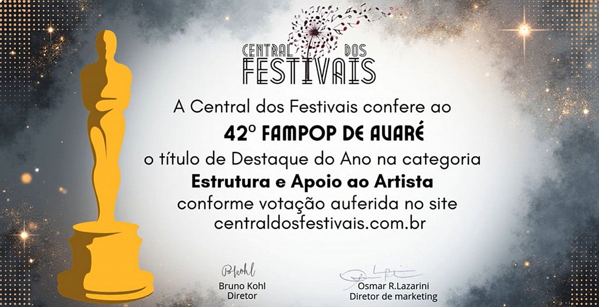 FAMPOP é reconhecida como Destaque do Ano pela Central dos Festivais