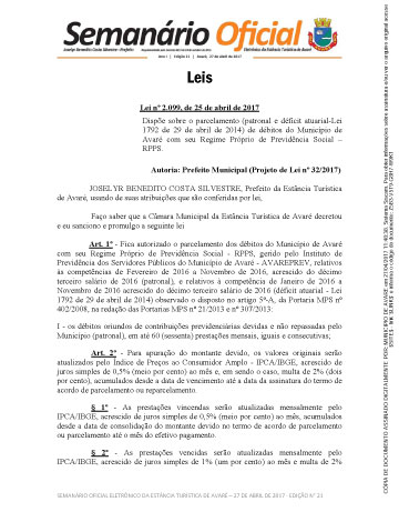 Semanário Oficial - Ed. 21