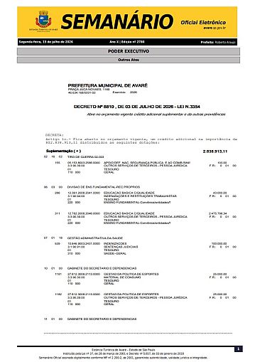Semanário Oficial - Ed. 2780